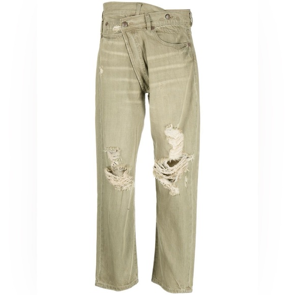 R13 Cross Over Jean - Moss Green Sz 29 - Picture 4 of 13